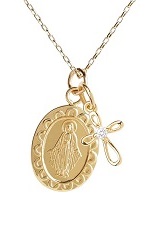 elegant lovely 14K yellow gold plated miraculous cluster cross necklace for kids